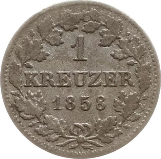 Reverso 1 Kreuzer 1858 - valor de la moneda de plata - Wurtemberg, Guillermo I