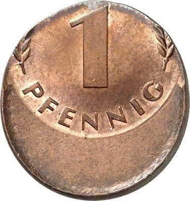 Аверс монеты - 1 пфенниг 1950-1971 года Смещение штемпеля - цена  монеты - Германия, ФРГ