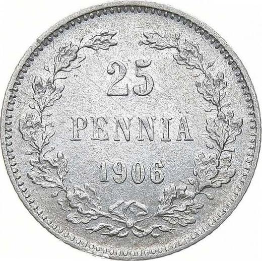 Reverse 25 Pennia 1906 L - Silver Coin Value - Finland, Grand Duchy