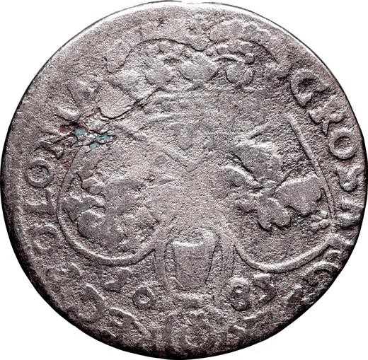 Rewers monety - Szóstak 1683 "Popiersie w koronie" - cena srebrnej monety - Polska, Jan III Sobieski