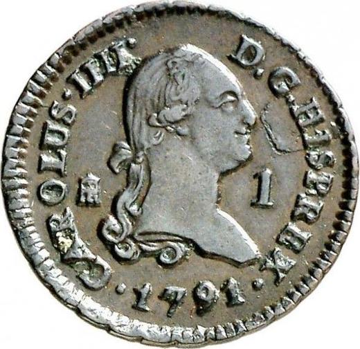Anverso 1 maravedí 1791 - valor de la moneda  - España, Carlos IV
