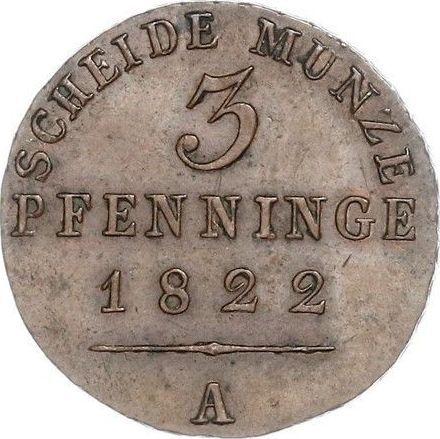 Реверс монеты - 3 пфеннига 1822 года A - цена  монеты - Пруссия, Фридрих Вильгельм III