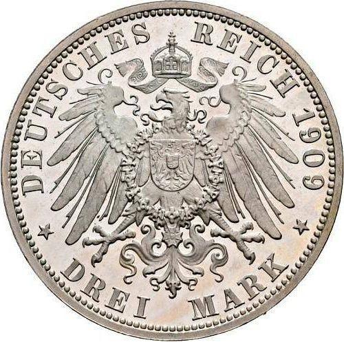 Реверс монеты - 3 марки 1909 года A "Любек" - цена серебряной монеты - Германия, Германская Империя