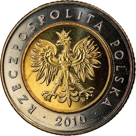 Аверс монеты - 5 злотых 2010 года MW - цена  монеты - Польша, III Республика после деноминации