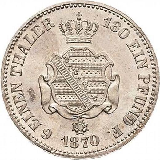 Reverso 1/6 tálero 1870 B - valor de la moneda de plata - Sajonia, Juan