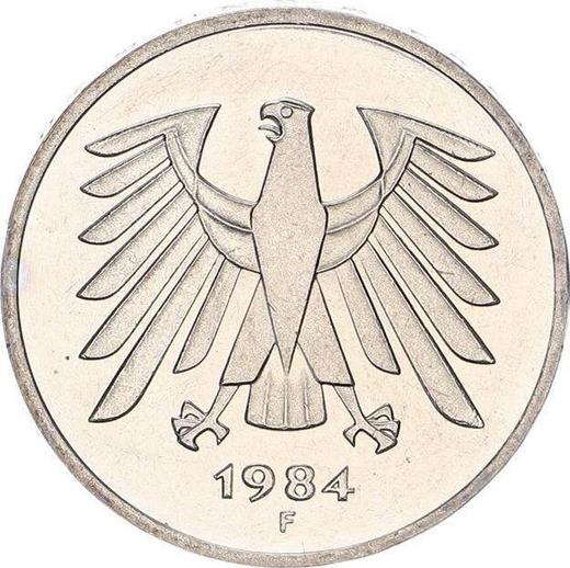 Reverso 5 marcos 1984 F - valor de la moneda  - Alemania, RFA