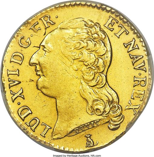 Аверс монеты - Луидор 1790 года T Нант - цена золотой монеты - Франция, Людовик XVI