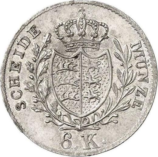 Реверс монеты - 6 крейцеров 1831 года - цена серебряной монеты - Вюртемберг, Вильгельм I