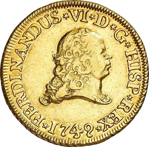 Awers monety - 2 escudo 1749 S PJ - cena złotej monety - Hiszpania, Ferdynand VI