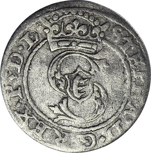 Аверс монеты - Шеляг 1586 года "Рига" Прямой герб - цена серебряной монеты - Польша, Стефан Баторий