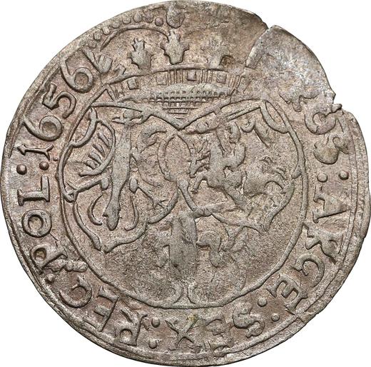 Реверс монеты - Шестак (6 грошей) 1656 года "Портрет с обводкой" - цена серебряной монеты - Польша, Ян II Казимир