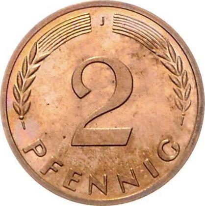 Anverso 2 Pfennige 1967 J "Tipo 1950-1969" - valor de la moneda  - Alemania, RFA