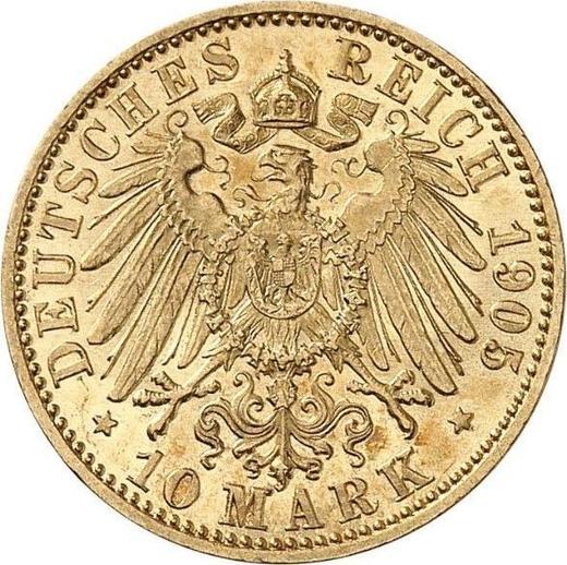 Реверс монеты - 10 марок 1905 года A "Пруссия" - цена золотой монеты - Германия, Германская Империя