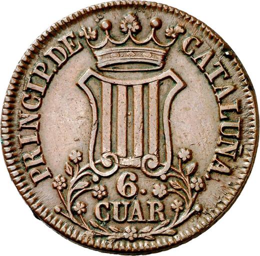 Reverso 6 cuartos 1837 "Cataluña" - valor de la moneda  - España, Isabel II