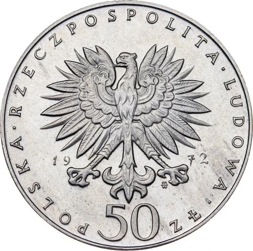 Аверс монеты - Пробные 50 злотых 1972 года MW JJ "Фридерик Шопен" Никель - цена  монеты - Польша, Народная Республика