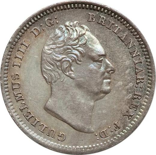 Awers monety - 3 pensy 1835 "Maundy" - cena srebrnej monety - Wielka Brytania, Wilhelm IV