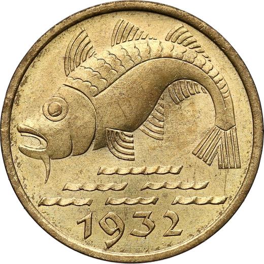 Rewers monety - 10 fenigów 1932 "Dorsz" - cena  monety - Polska, Wolne Miasto Gdańsk