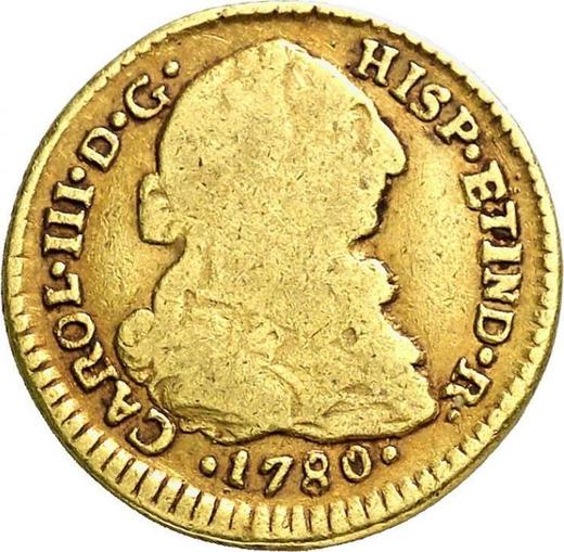 Awers monety - 1 escudo 1780 So DA - cena złotej monety - Chile, Karol III