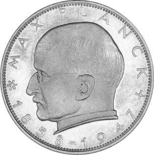 Anverso 2 marcos 1968 J "Max Planck" - valor de la moneda  - Alemania, RFA