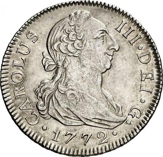 Аверс монеты - 2 реала 1772 года M PJ - цена серебряной монеты - Испания, Карл III
