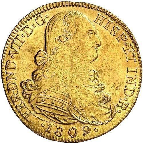 Аверс монеты - 8 эскудо 1809 года NR JF - цена золотой монеты - Колумбия, Фердинанд VII