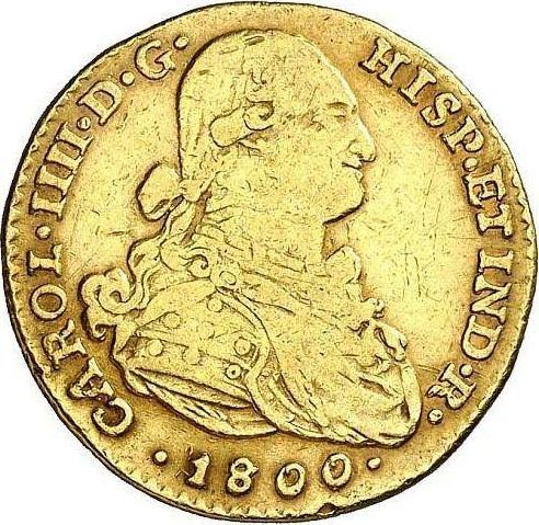Awers monety - 2 escudo 1800 NR JJ - cena złotej monety - Kolumbia, Karol IV