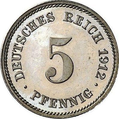 Аверс монеты - 5 пфеннигов 1912 года E "Тип 1890-1915" - цена  монеты - Германия, Германская Империя