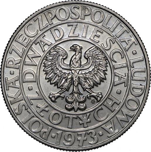 Аверс монеты - Пробные 20 злотых 1973 года MW "Дерево" Медно-никель - цена  монеты - Польша, Народная Республика