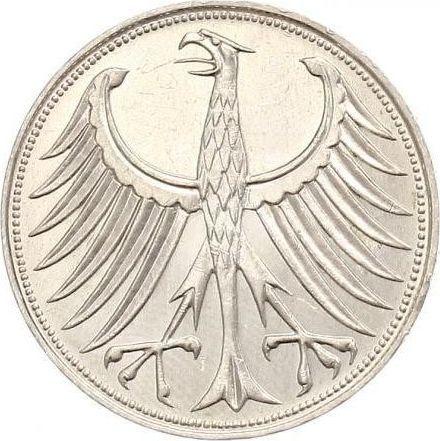 Реверс монеты - 5 марок 1964 года D - цена серебряной монеты - Германия, ФРГ