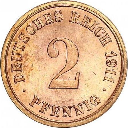 Anverso 2 Pfennige 1911 F "Tipo 1904-1916" - valor de la moneda  - Alemania, Imperio alemán