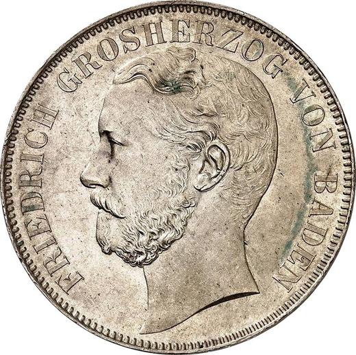 Аверс монеты - Талер 1865 года "Тип 1865-1871" - цена серебряной монеты - Баден, Фридрих I