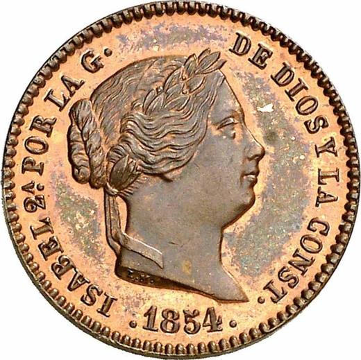 Аверс монеты - 5 сентимо реал 1854 года - цена  монеты - Испания, Изабелла II