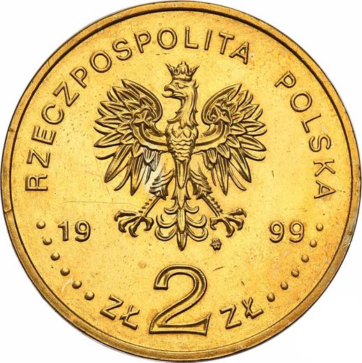 Anverso 2 eslotis 1999 MW ET "150 aniversario de la muerte de Juliusz Słowacki" - valor de la moneda  - Polonia, República moderna