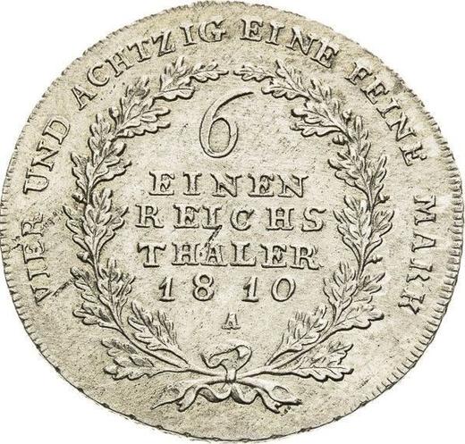 Reverso 1/6 tálero 1810 A - valor de la moneda de plata - Prusia, Federico Guillermo III