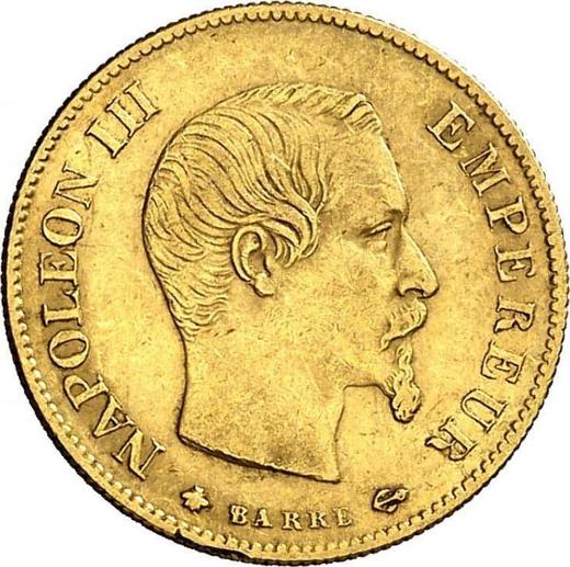 Аверс монеты - 10 франков 1859 года BB "Тип 1855-1860" Страсбург - цена золотой монеты - Франция, Наполеон III