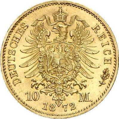 Reverso 10 marcos 1872 E "Sajonia" - valor de la moneda de oro - Alemania, Imperio alemán
