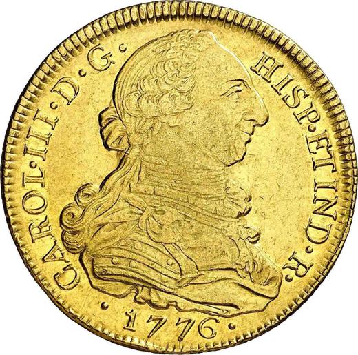 Аверс монеты - 8 эскудо 1776 года P SF - цена золотой монеты - Колумбия, Карл III