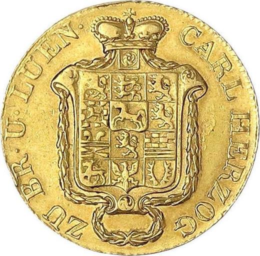 Аверс монеты - 5 талеров 1824 года CvC - цена золотой монеты - Брауншвейг-Вольфенбюттель, Карл II