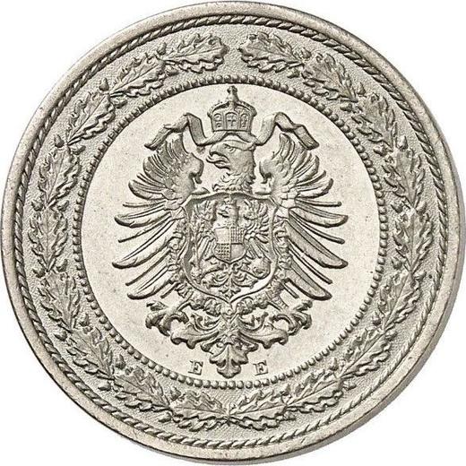 Reverse 20 Pfennig 1887 E "Type 1887-1888" Star below denomination -  Coin Value - Germany, German Empire
