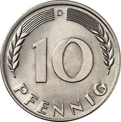 Аверс монеты - 10 пфеннигов 1950 года D Никель - цена  монеты - Германия, ФРГ