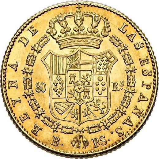 Rewers monety - 80 réales 1846 B PS - cena złotej monety - Hiszpania, Izabela II