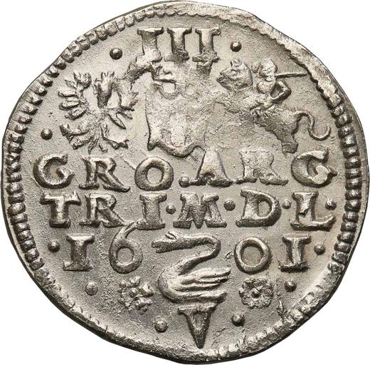 Реверс монеты - Трояк (3 гроша) 1601 года V "Литва" - цена серебряной монеты - Польша, Сигизмунд III Ваза