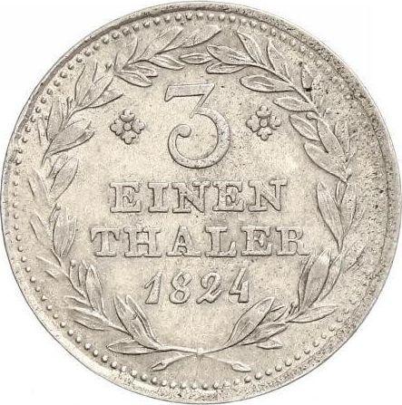 Реверс монеты - 1/3 талера 1824 года - цена серебряной монеты - Гессен-Кассель, Вильгельм II