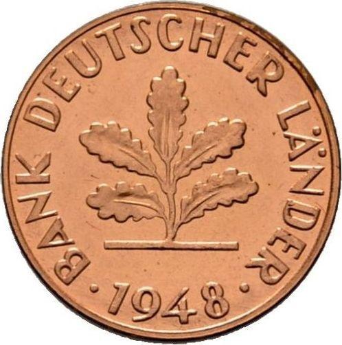 Реверс монеты - 1 пфенниг 1948 года G "Bank deutscher Länder" - цена  монеты - Германия, ФРГ
