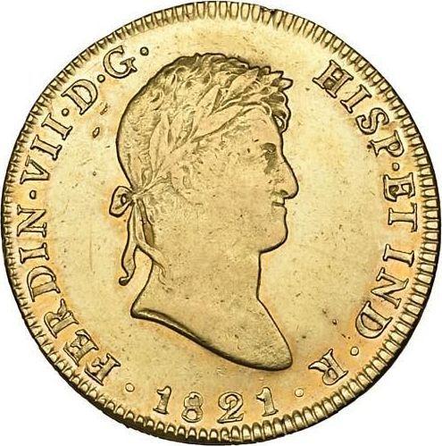 Anverso 8 escudos 1821 Mo JJ "Tipo 1814-1821" - valor de la moneda de oro - México, Fernando VII
