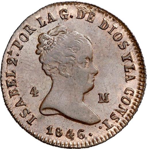 Anverso 4 maravedíes 1846 Ja - valor de la moneda  - España, Isabel II