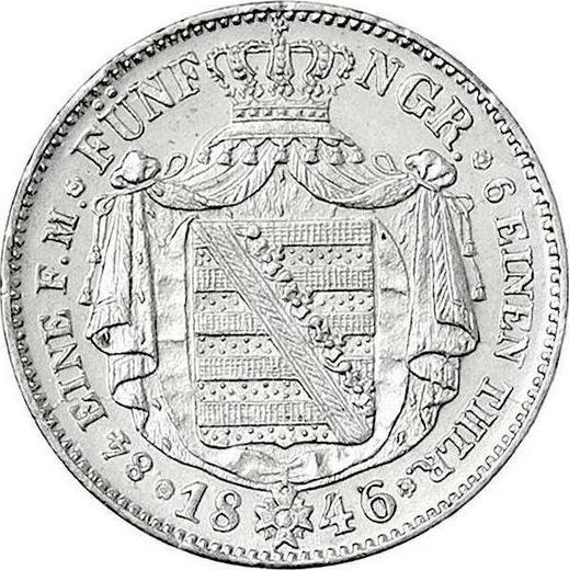 Reverso 1/6 tálero 1846 F - valor de la moneda de plata - Sajonia, Federico Augusto II