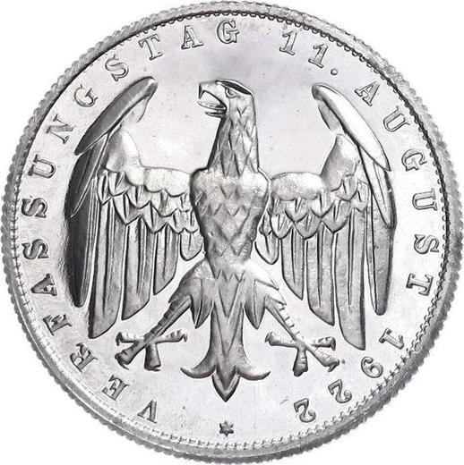 Аверс монеты - 3 марки 1922 года E "Конституция" - цена  монеты - Германия, Bеймарская республика