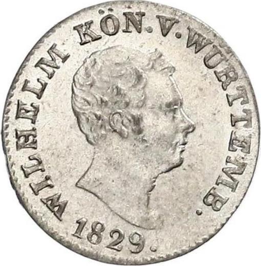 Anverso 3 kreuzers 1829 - valor de la moneda de plata - Wurtemberg, Guillermo I