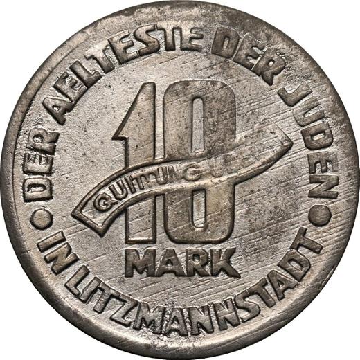 Reverse 10 Mark 1943 "Litzmannstadt Ghetto" Magnesium -  Coin Value - Poland, German Occupation